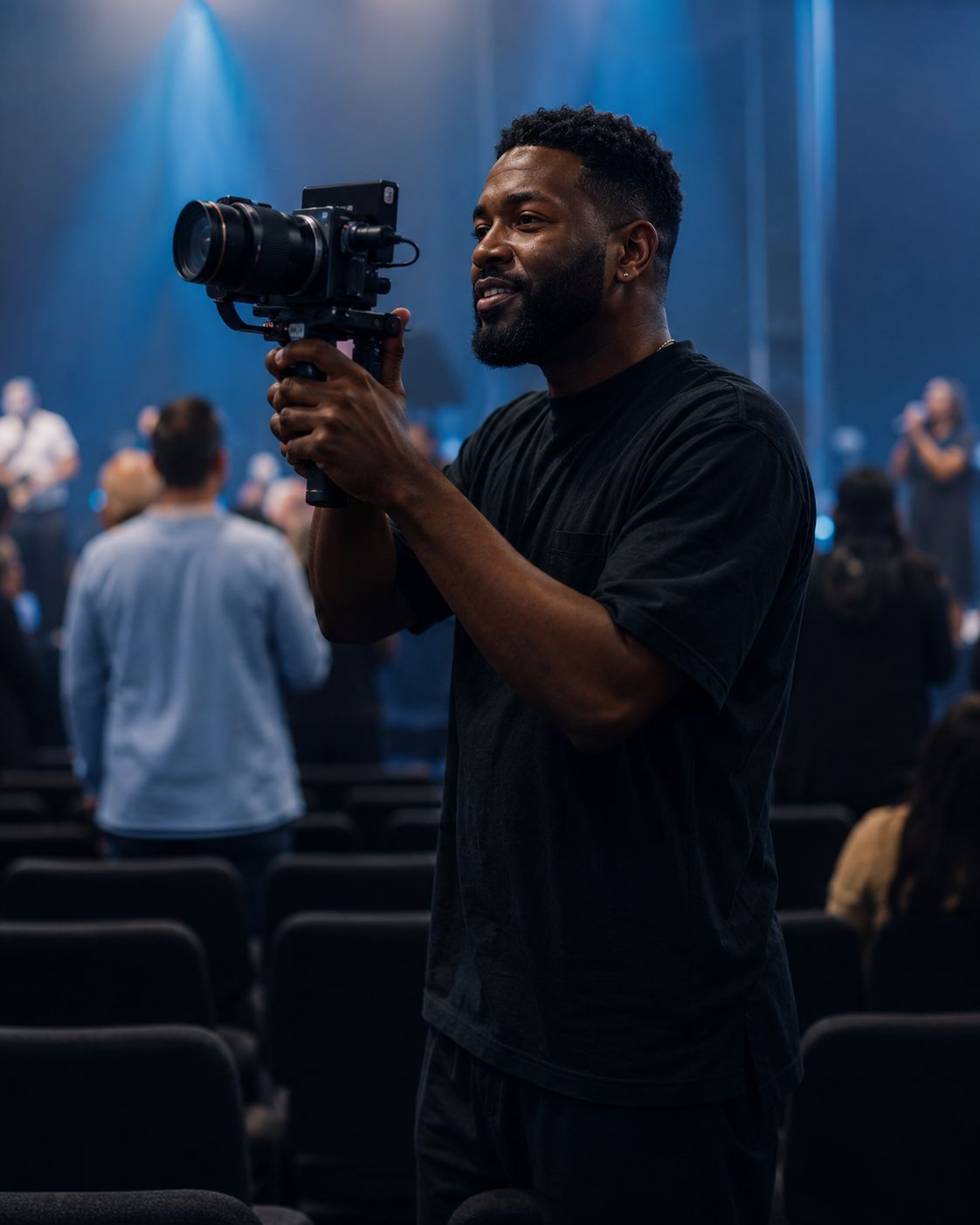 Cobertura de culto com gimbal